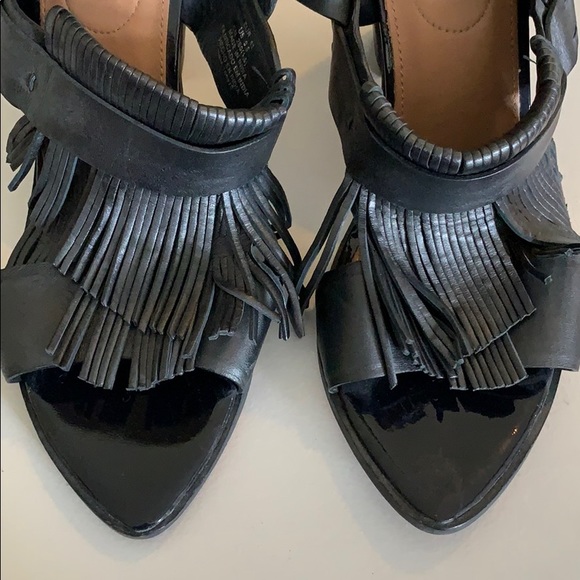 H&M Fringe Leather Block Heel 41 - Picture 6 of 12